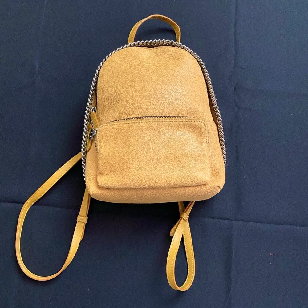 STELLA MCCARTNEY Mini Shaggy Deer Falabella Backpack Mustard Yellow